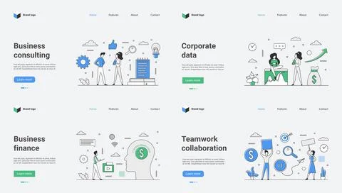 This is a vector illustration of a web template designed for Business Consulting Stock Illustration