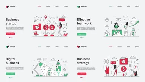 A Vector Illustration of a Web Template Focused on Business Startups and Stock Illustration