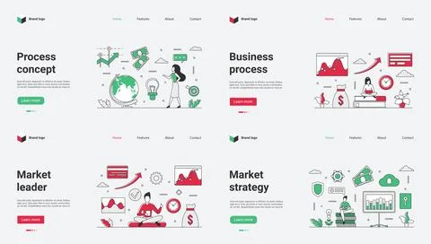 A vector illustration of a web template showcasing business processes and market イラスト素材