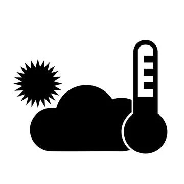 Vector illustration, web thermometer icon, cloud and sun. Stock Illustration