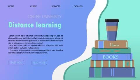 Vector illustration of a website for distance learning, online education and Stock Illustration