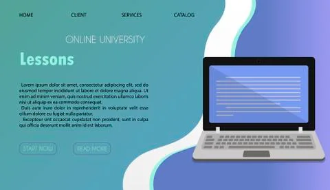 Vector illustration of a website for distance learning, online education and Stock Illustration