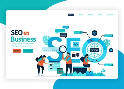 Vector illustration website for marketing optimization with SEO. online adver Stock Illustration