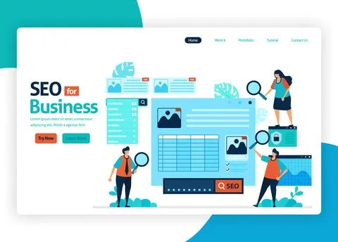 Vector illustration website for marketing optimization with SEO. online adver Stock Illustration