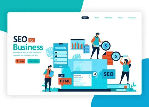 Vector illustration website for marketing optimization with SEO. online adver Stock Illustration