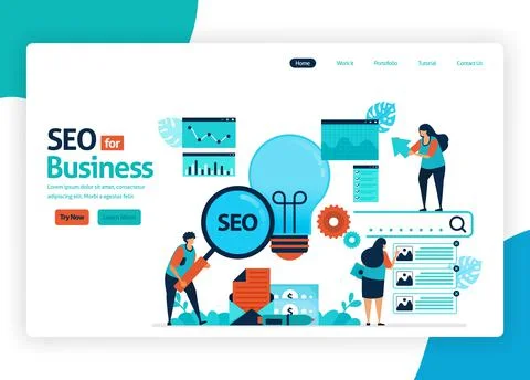 Vector illustration website for marketing optimization with SEO. online adver 스톡 일러스트