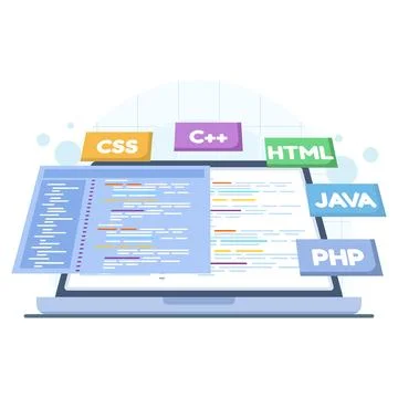 Vector illustration of website programming and coding Illustrazione stock