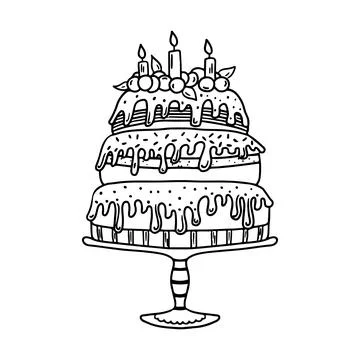 Vector illustration of wedding cake with berries decoration isolated on a whi Stock Illustration