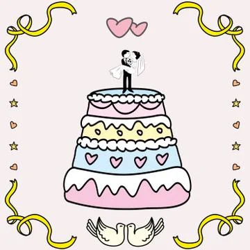 Vector illustration of wedding cake. Stock Illustration