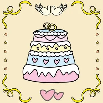 Vector illustration of wedding cake. Stock Illustration
