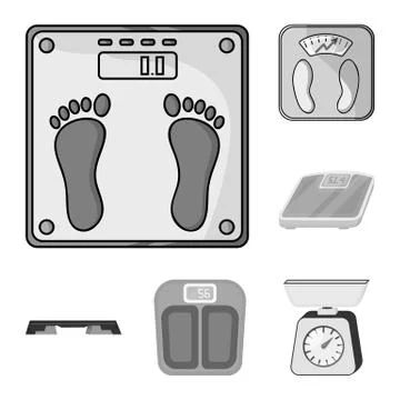 Vector illustration of weight and lab sign. Set of weight and kitchen vector Stock Illustration