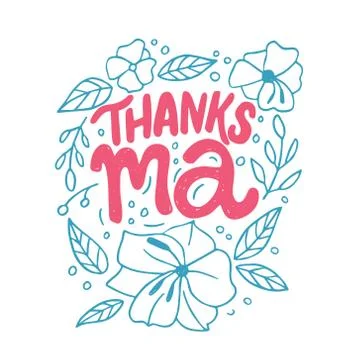Vector illustration with whit background thanks Ma Stock Illustration