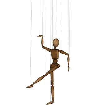 Vector illustration white background and wooden puppet Stock Illustration
