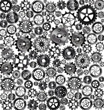 Vector illustration white background with metal gears Stock Illustration