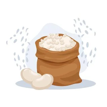 Vector illustration of White beans in sack. Stock Illustration