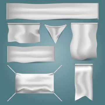 Vector illustration white blank textile advertising banner with folds for Stock Illustration