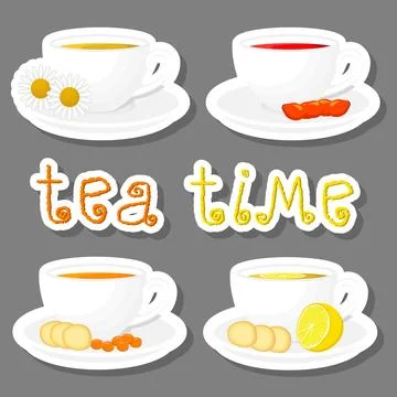 Vector illustration white ceramic cups 스톡 일러스트