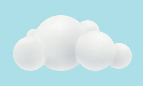 Vector illustration of white cloud in 3D style. Vector weather icon with clou Stock Illustration
