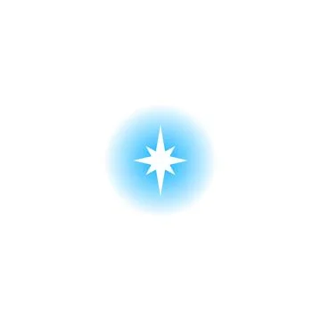 Vector illustration of white eight-pointed star on round gradient blue 스톡 일러스트