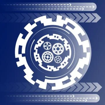 Vector illustration white gear wheel on circuit board, Hi-tech digital Stock Illustration