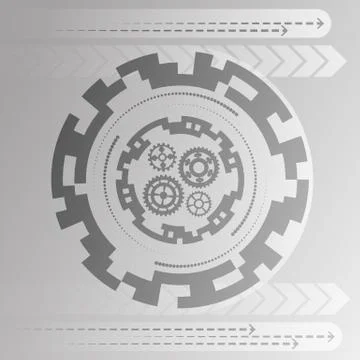 Vector illustration white gear wheel on circuit board, Hi-tech digital Stock Illustration