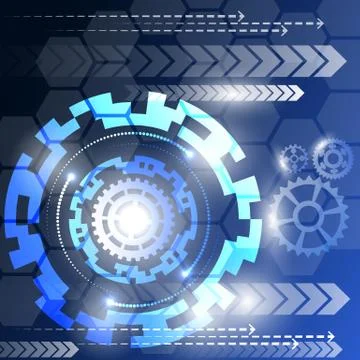 Vector illustration white gear wheel on circuit board, Hi-tech digital Stock Illustration