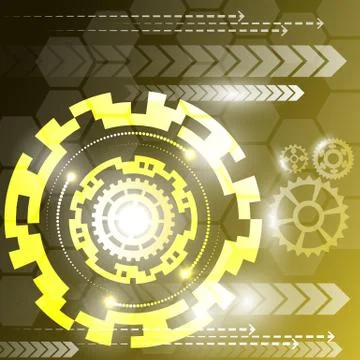 Vector illustration white gear wheel on circuit board, Hi-tech digital Stock Illustration