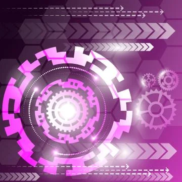 Vector illustration white gear wheel on circuit board, Hi-tech digital Stock Illustration