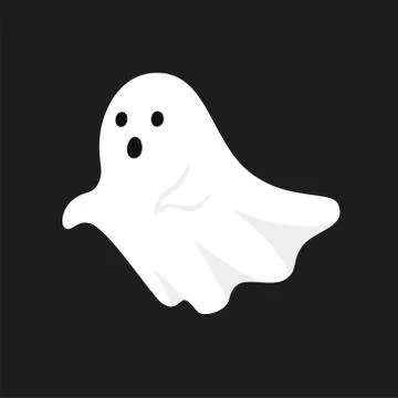 Vector illustration of white ghost. Halloween spooky monster, scary spirit or Stock Illustration
