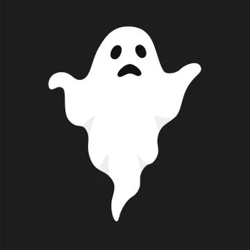Vector illustration of white ghost. Halloween spooky monster, scary spirit or Stock Illustration