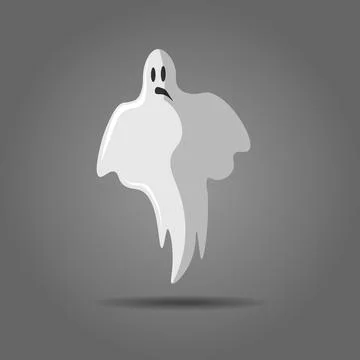 Vector illustration of white ghost, phantom silhouette isolated on gray backg Stock Illustration