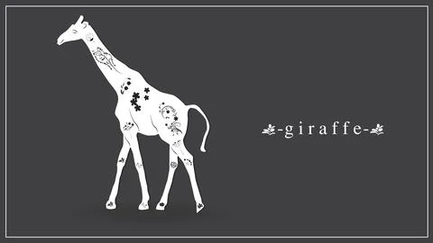 Vector illustration of a white giraffe with flowers and plants. EPS 10. Stock Illustration