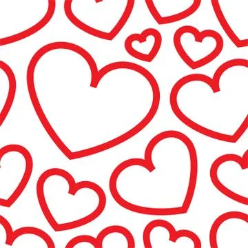 Vector illustration white hearts with a red inking on a white background. Stock Illustration