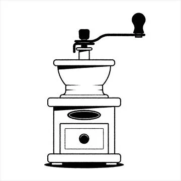 Vector illustration on a white isolated background. Coffee grinder grinds c.. Stock Illustration
