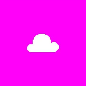 Vector illustration of white pixel cloud on bright pink background. Stockillustratie