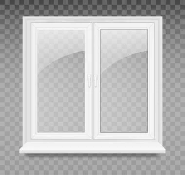 Vector illustration with white plastic window isolated on transparent background Stock Illustration