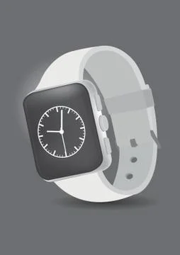Vector illustration of a white smart watch with a clock interface application 스톡 일러스트