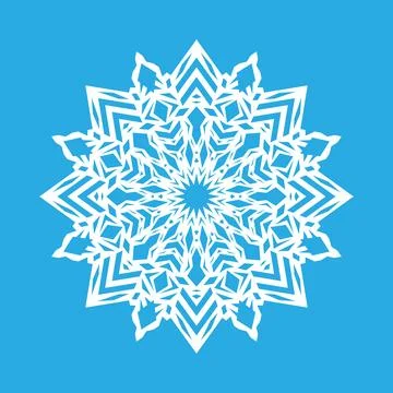 Vector illustration. White snowflake icon on a blue background. Winter. 스톡 일러스트