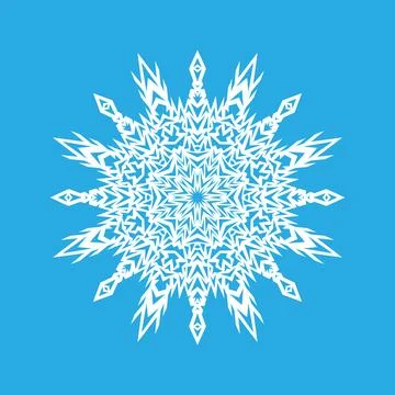 Vector illustration. White snowflake icon on a blue background. Winter 스톡 일러스트