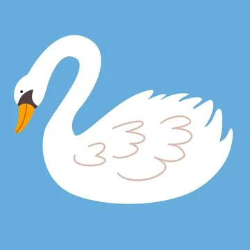 Vector illustration of a white swan in a flat style Stock Illustration