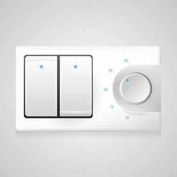 Vector illustration of white switch with dimmer White modern double switch... 写真素材