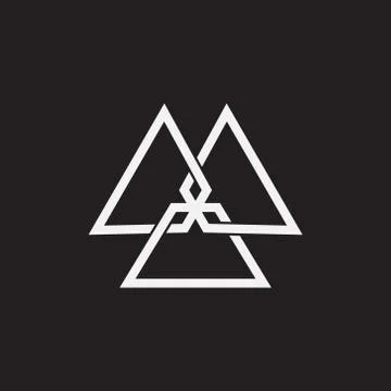 Vector illustration of white triangle logo on black background design. Isolated. Stock Illustration