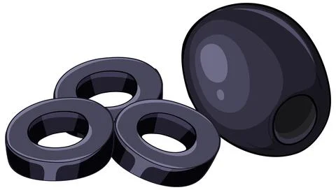 Vector Illustration of Whole and Sliced Pitted Black Olives Stock Illustration