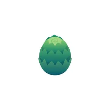 Vector illustration of a whole egg covered with green scales. Fantasy dragon  스톡 일러스트