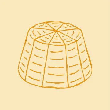 Vector illustration of a whole ricotta cheese in a traditional ribbed mold Stock Illustration