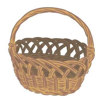 Vector illustration of wicker basket on white background Stock Illustration