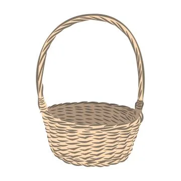Vector illustration of wicker basket on white background Stock Illustration