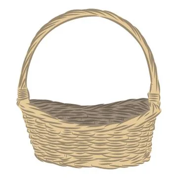 Vector illustration of wicker basket on white background Stock Illustration