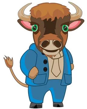 Vector illustration of the wildlife bison in suit and tie Stock Illustration