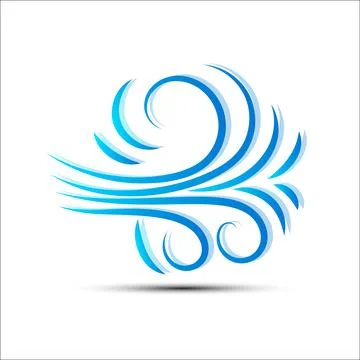 Vector illustration of wind icon isolated on white. Stock Illustration